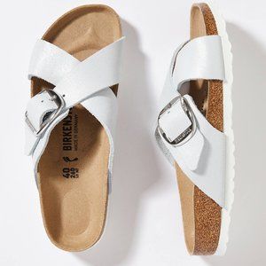 Siena Big Buckle White Birkenstocks